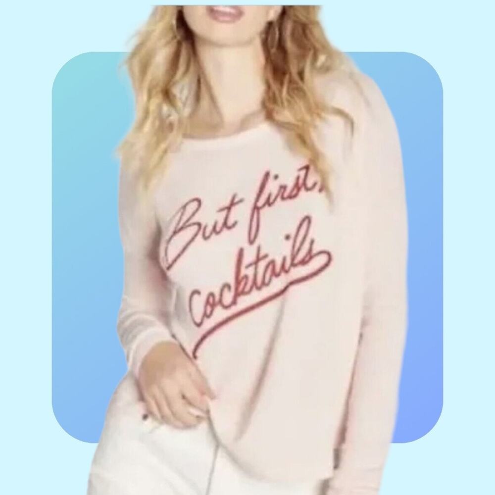 Wildfox But First Cocktails Sweatshirt S M NWT NEW